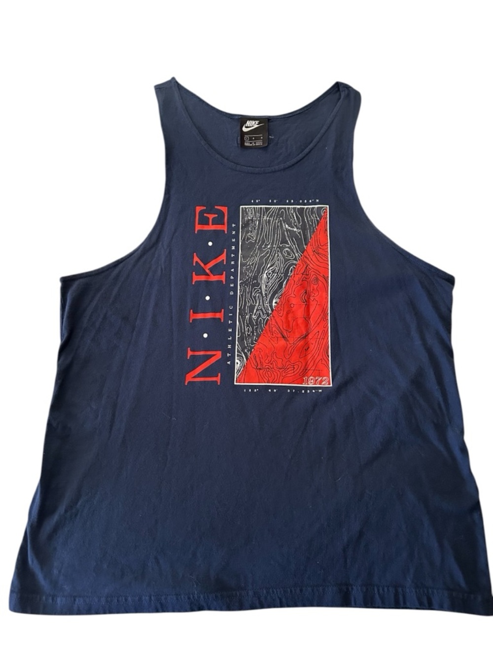 Nike Men’s Navy Tank with Red Graphic Panel
